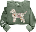Personalized Floral Dogs Sweatshirt for Women, Custom Pet Name on Sleeve, Dog Lover Crewneck, Dog Mom Gift - Cockapoo