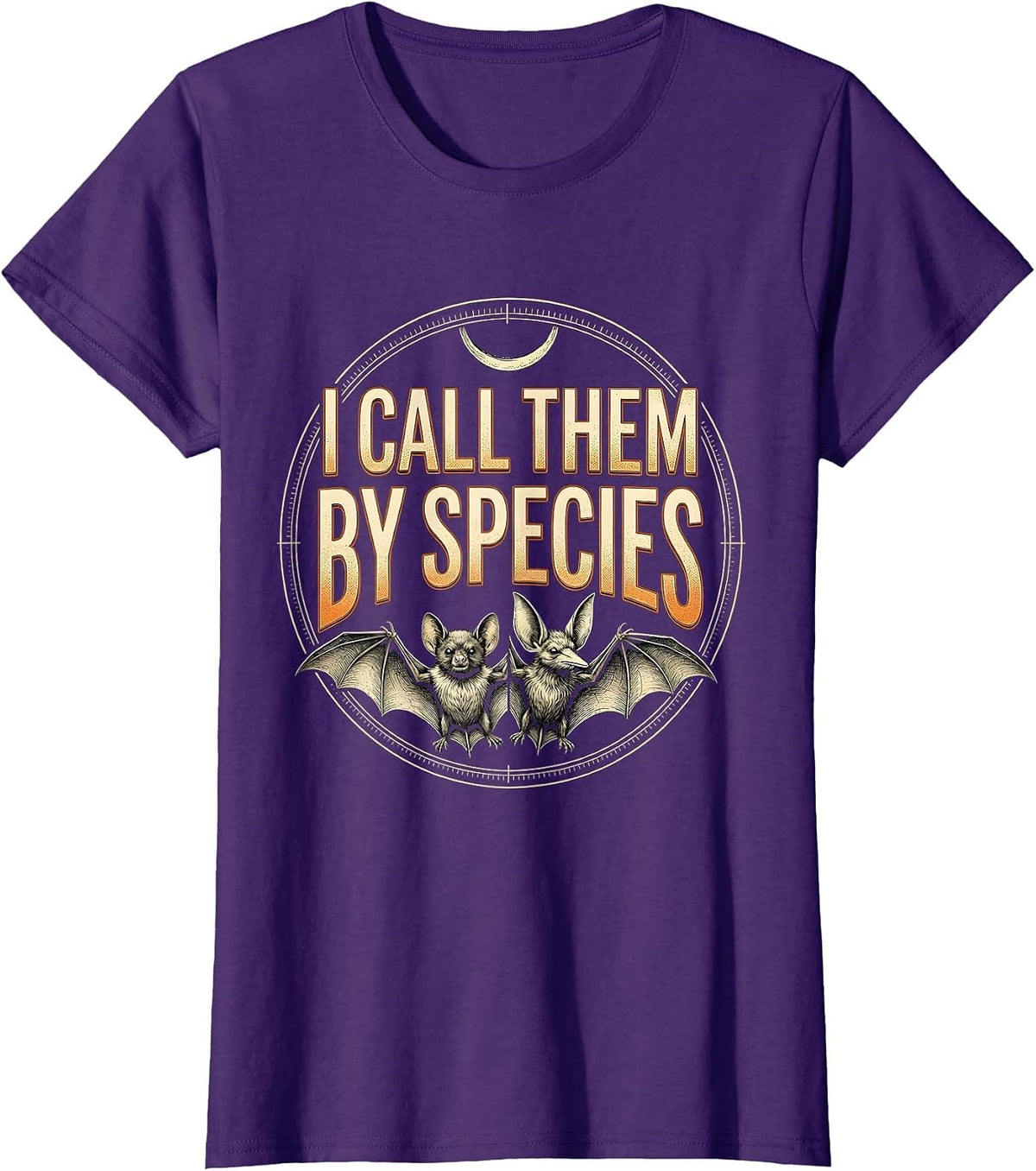 Women's I Call Them By Species Funny Bat Lover Halloween Wildlife T-Shirt - Purple