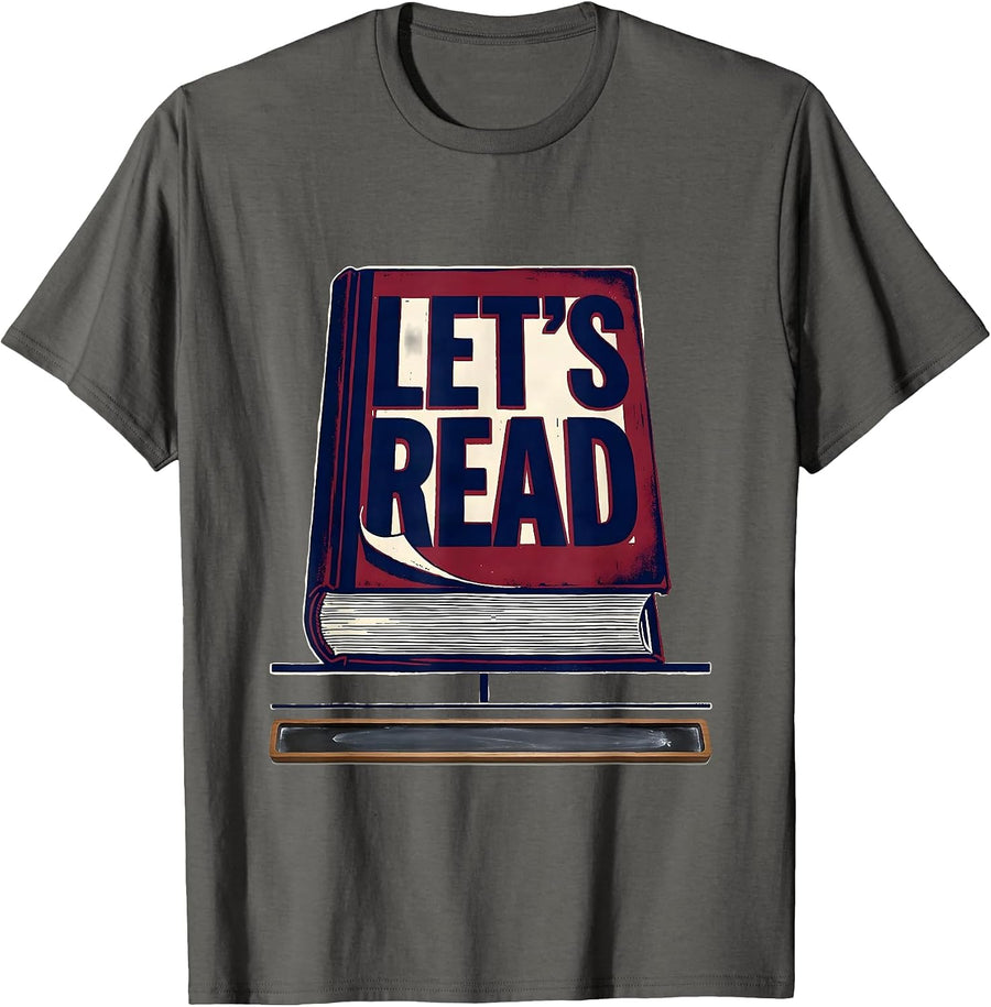 Let's Read English Teacher Back to School Literary Humor T-Shirt - Asphalt Grey