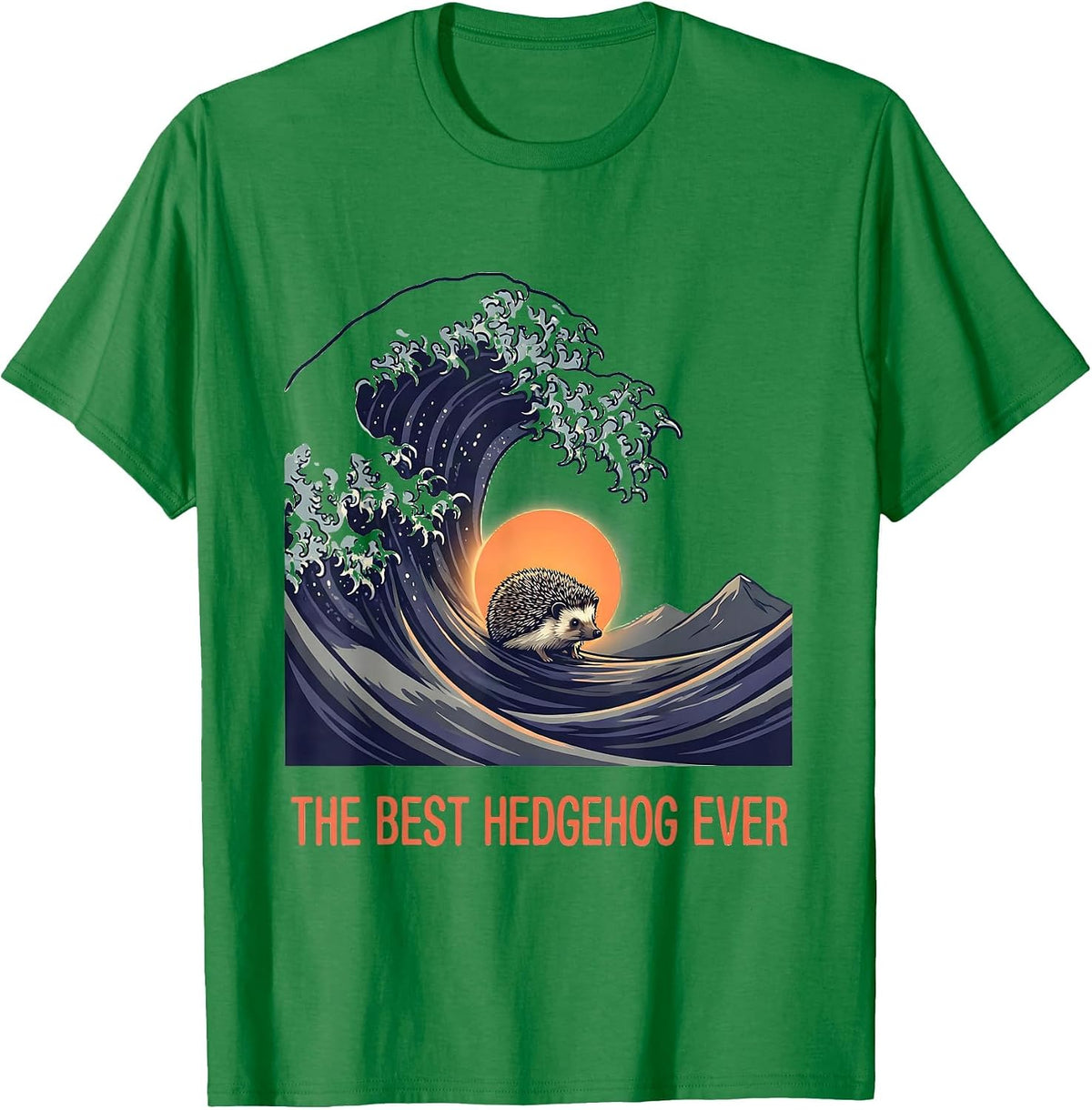 Men's The Best Hedgehog Ever Funny Japanese Art Animal Meme T-Shirt - Kelly Green