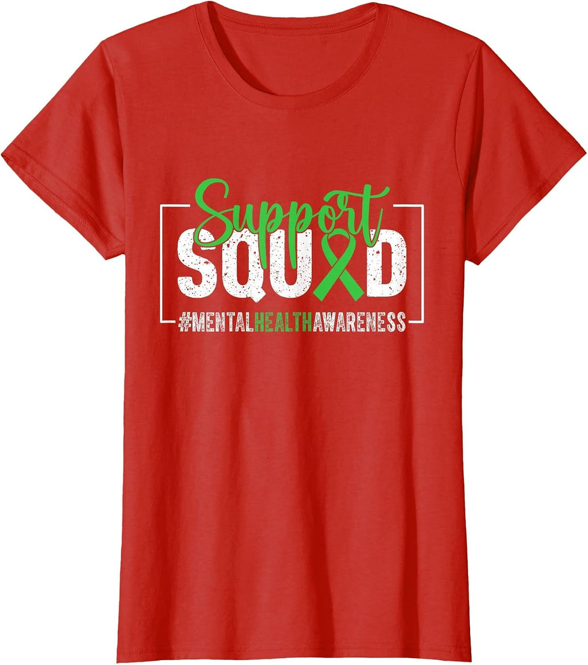 Support Squad Mental Health Awareness Ribbon T-Shirt - Red