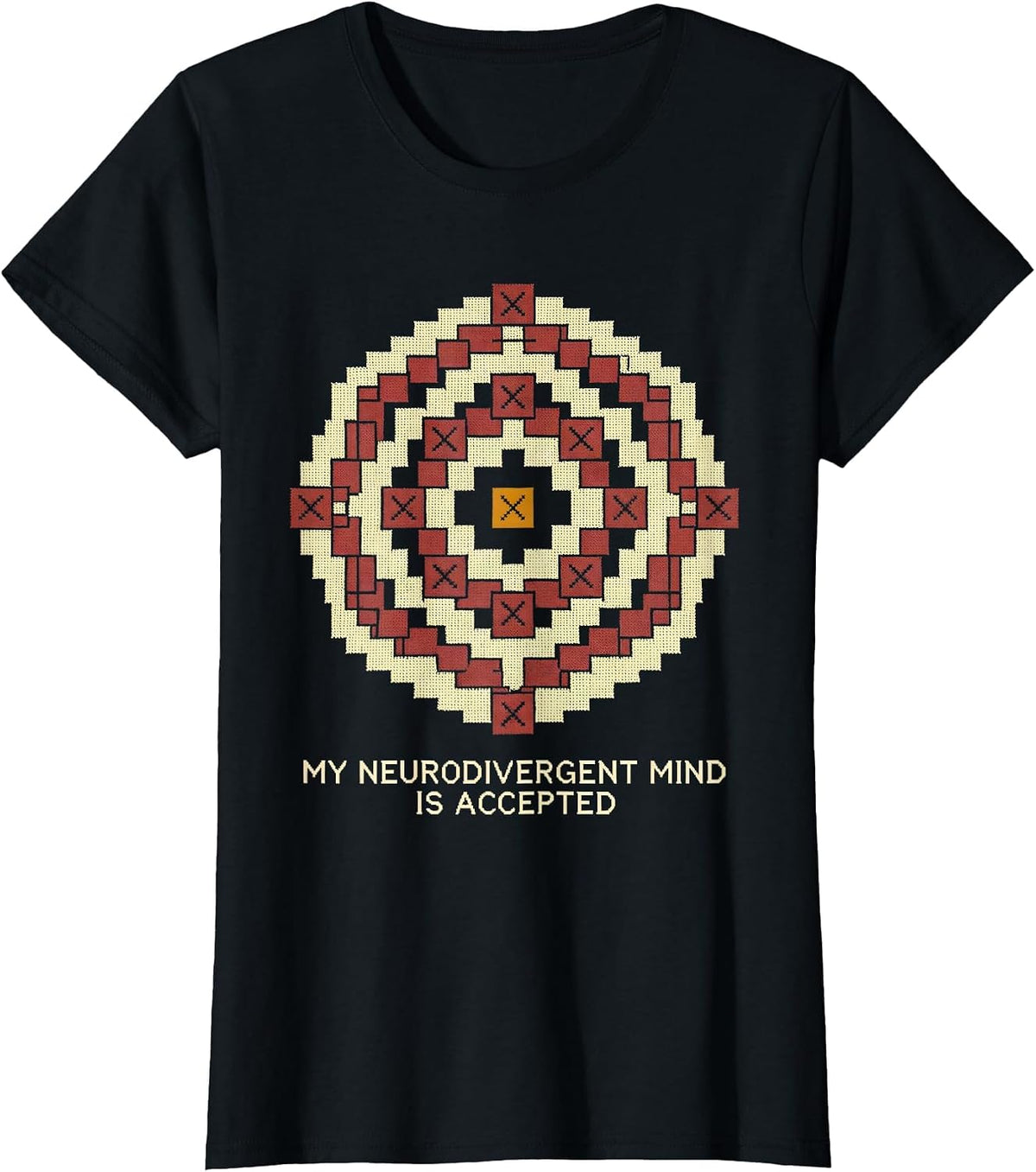 My Neurodivergent Mind Is Accepted Funny Neurodiversity T-Shirt - Black