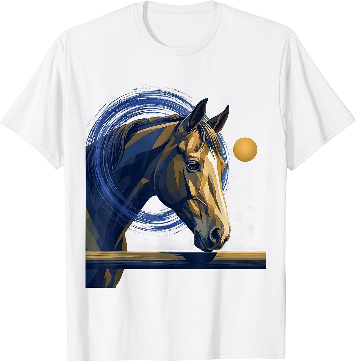 Men's Horse Night Portrait Illustration Animal Lover Keepsake T-Shirt - White
