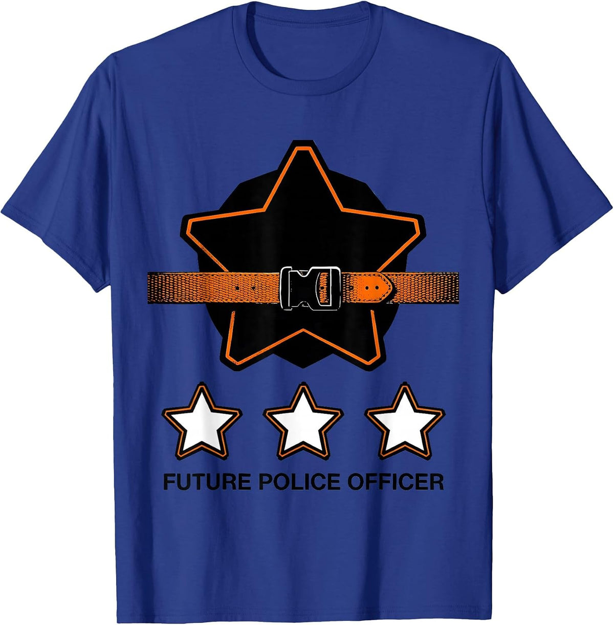 Future Police Officer Brutalist Graphic Halloween Costume T-Shirt - Royal Blue