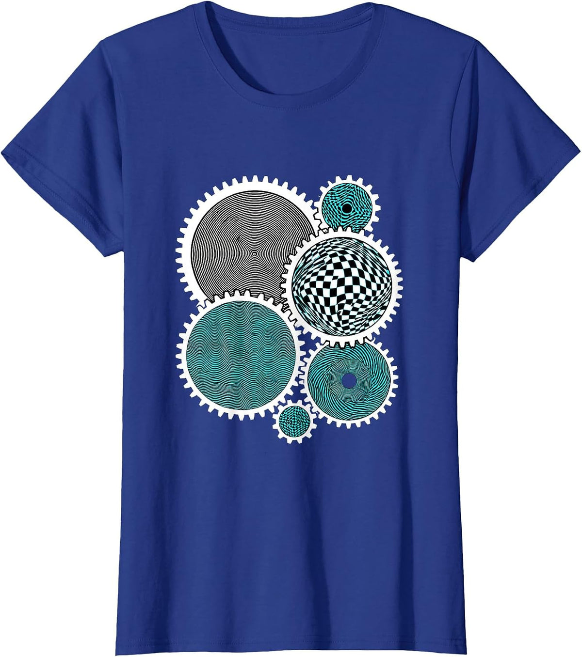 Women's Neurodiversity Interlocking Gears Illustration T-Shirt - Royal Blue