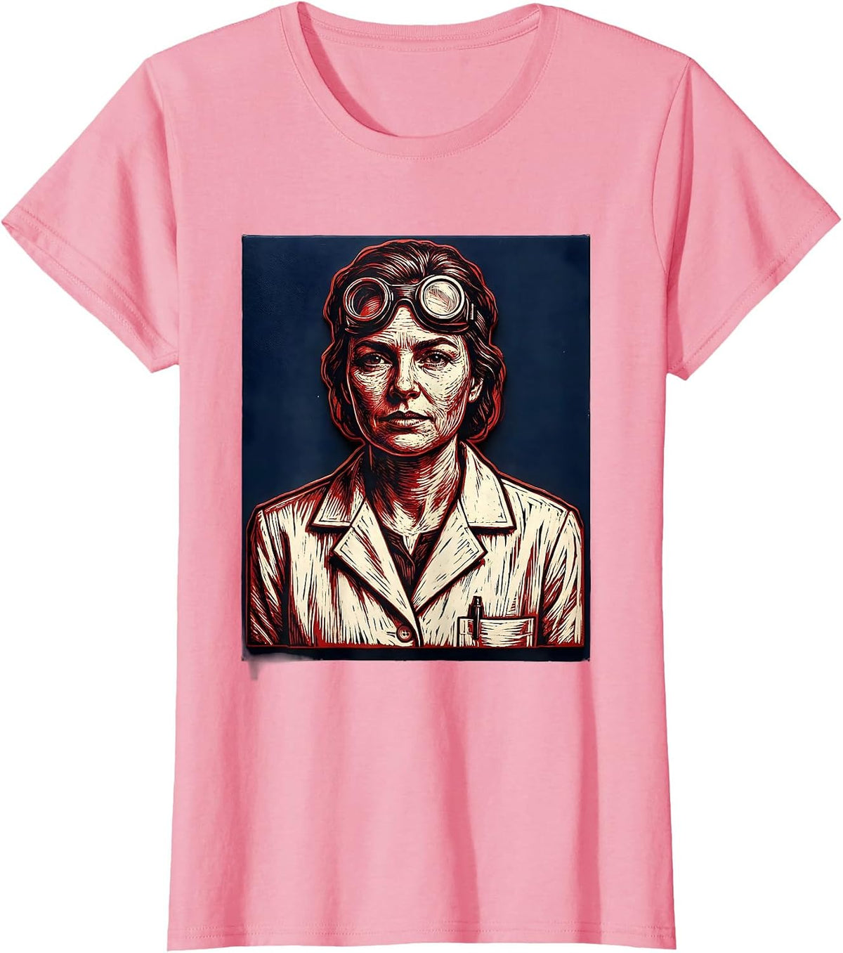Labor Day Lab Coat Scientist Illustration T-Shirt, Women, Pink, X-Large - As Pictured