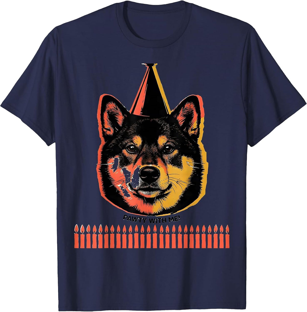 Men's Pawty With Me! Cute Dog Birthday Party Kids Fun T-Shirt - Navy Blue