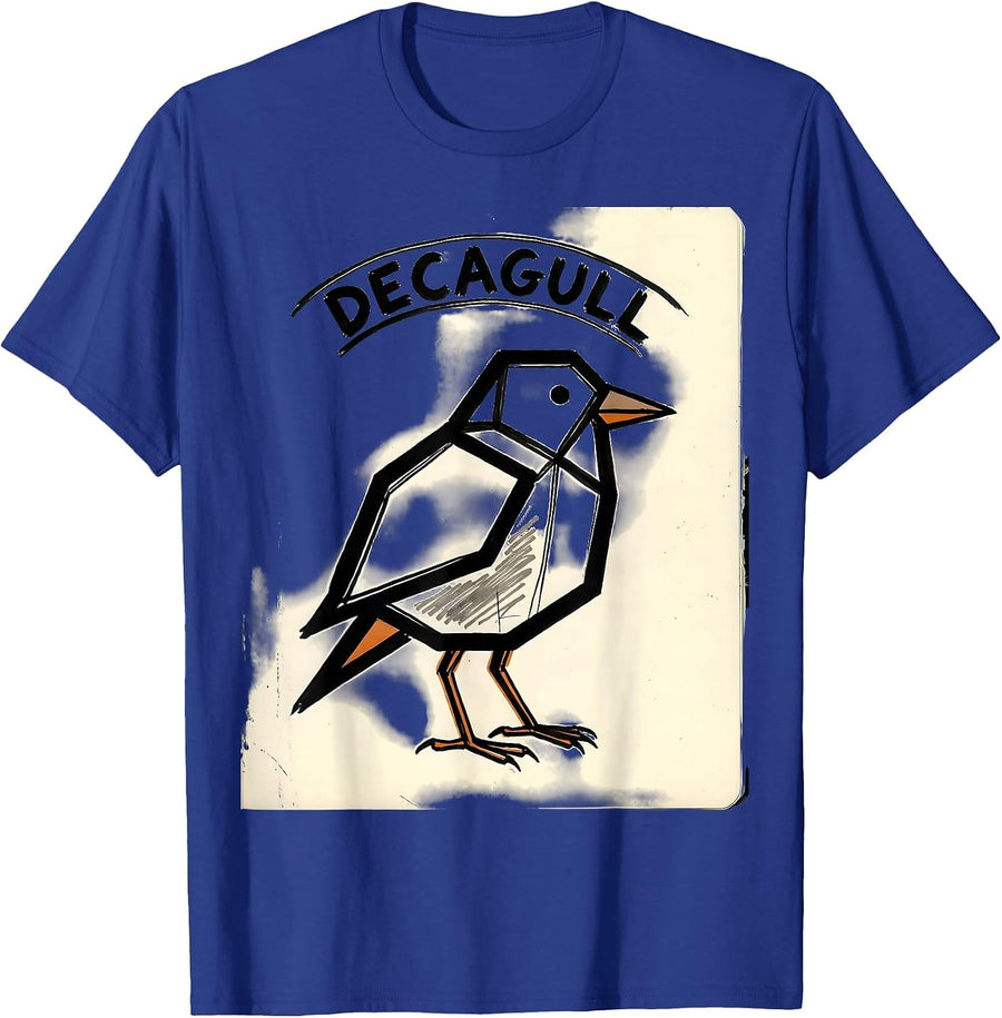 Decagull Geometric Bird Pun Funny Math Teacher Humor T-Shirt - Royal Blue