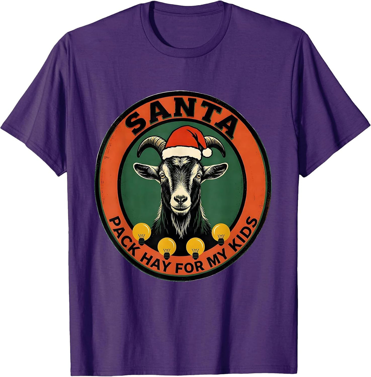Santa Pack Hay for My Kids Funny Goat Lover Christmas Humor T-Shirt - Purple