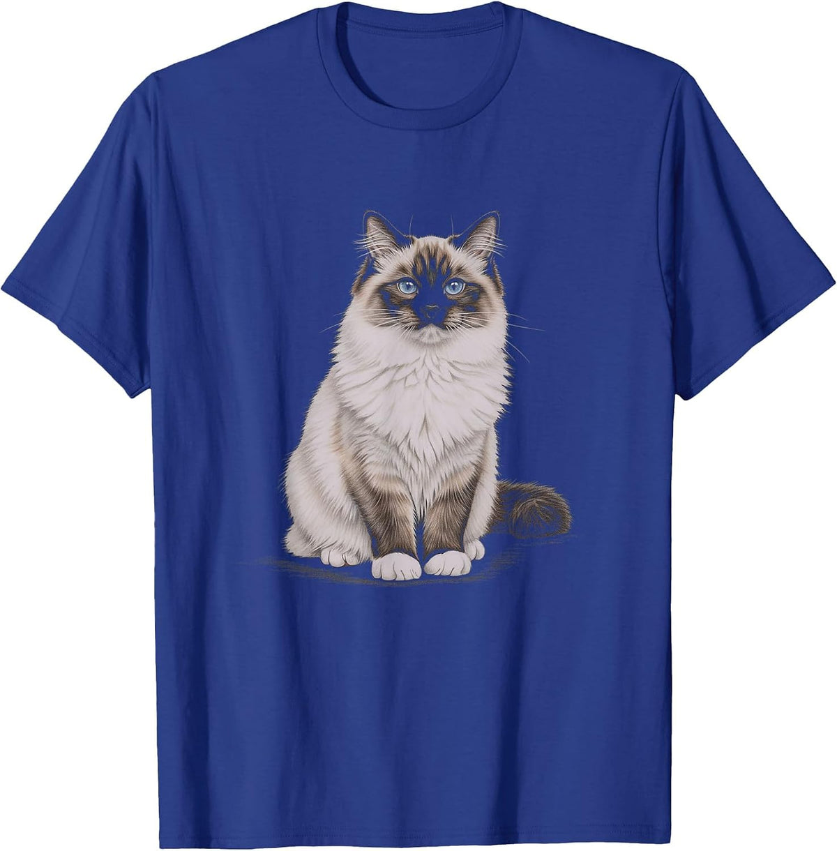 Ragdoll Cat Drawing Art Design T-Shirt - Royal Blue