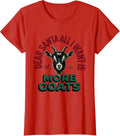 Women's Dear Santa All I Want Is More Goats Funny Goat Lover T-Shirt - Red