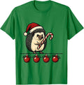 Men's Cheerful Hedgehog Holiday Pajama Family Matching Fun T-Shirt - Kelly Green