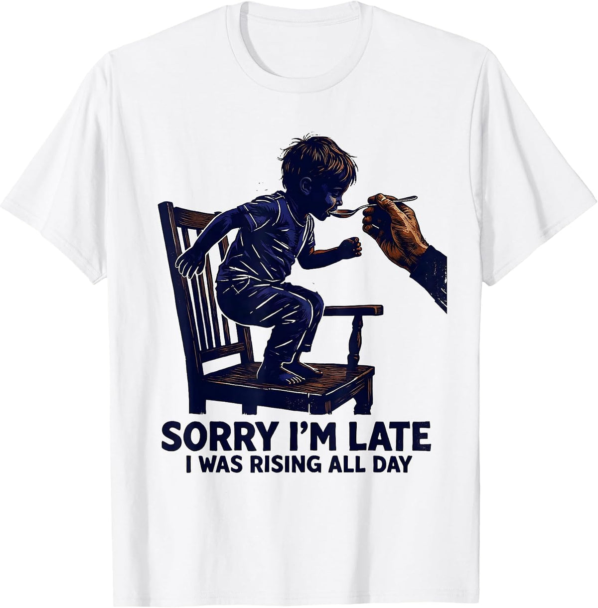 Men's Sorry I'm Late, I Was Rising All Day Retro Occupational T-Shirt - White