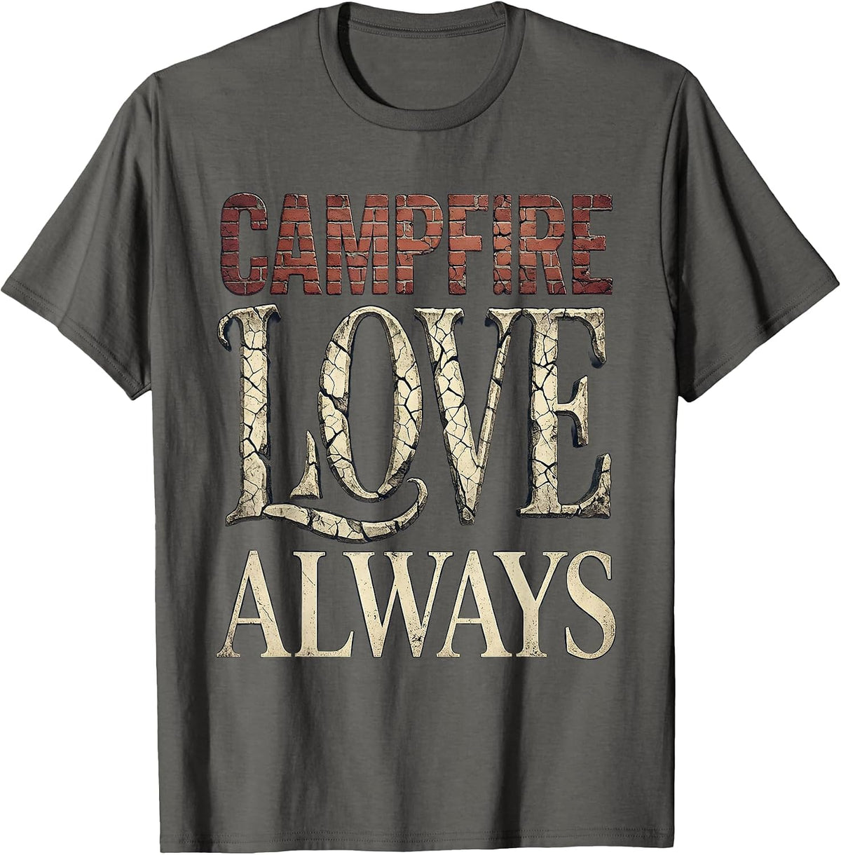 Men's Campfire Love Always Fall Camping Minimalist Design T-Shirt - Asphalt Grey