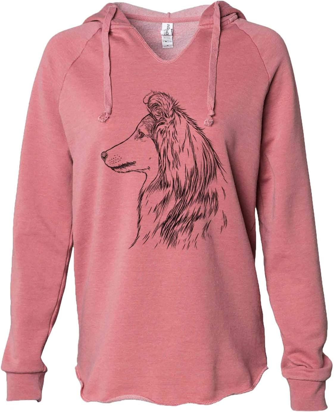 Inkopious Shetland Sheepdog Profile - Women's Cali Wave Hooded Sweatshirt - Dusty Rose