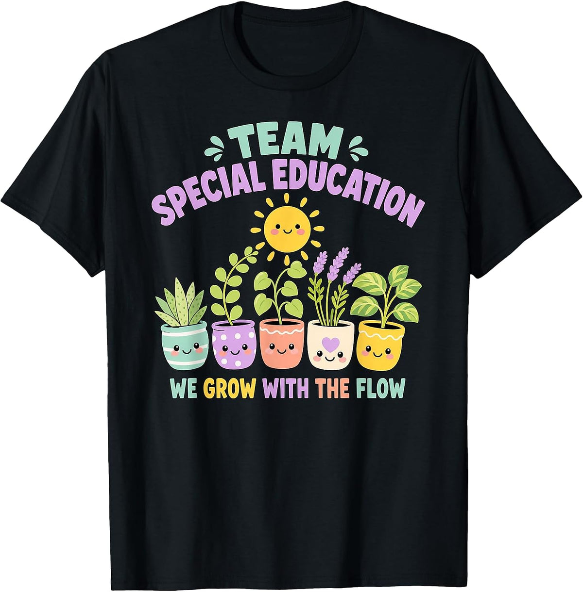 Team Sped Grow with The Flow Cute Special Education Teacher T-Shirt - Black