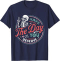Retro Skeleton Have The Day You Deserve Peace Sign Valentine's Day T-Shirt - Navy Blue