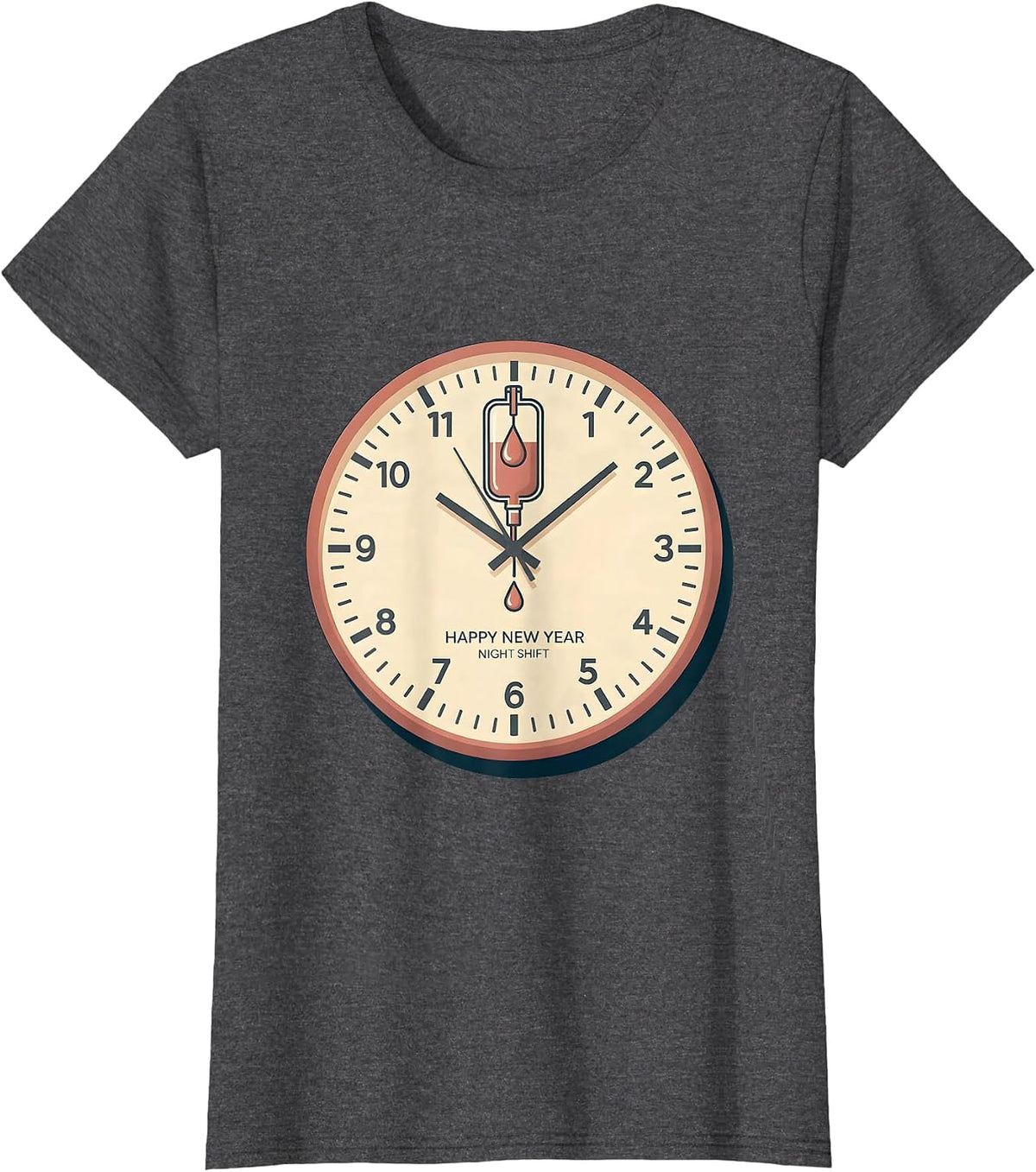 Women's Happy New Year, Night Shift Funny Nurse New Year Eve Party T-Shirt - Dark Heather Grey