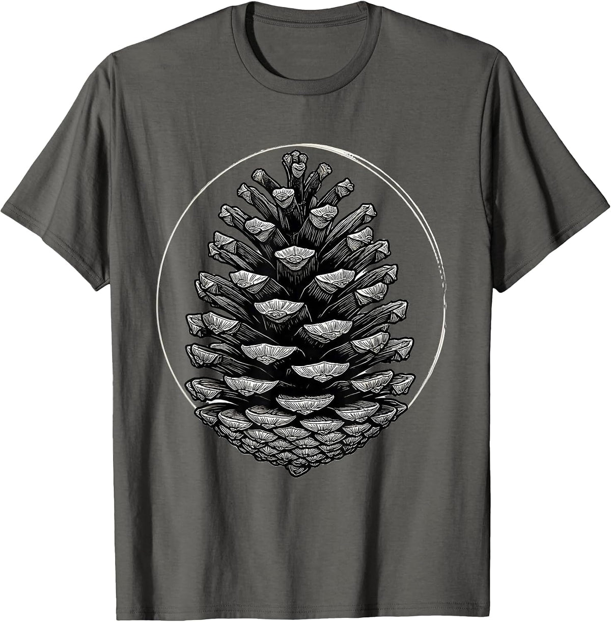 Pinecone Spiral Sacred Geometry Math Enthusiast T-Shirt - Asphalt Grey