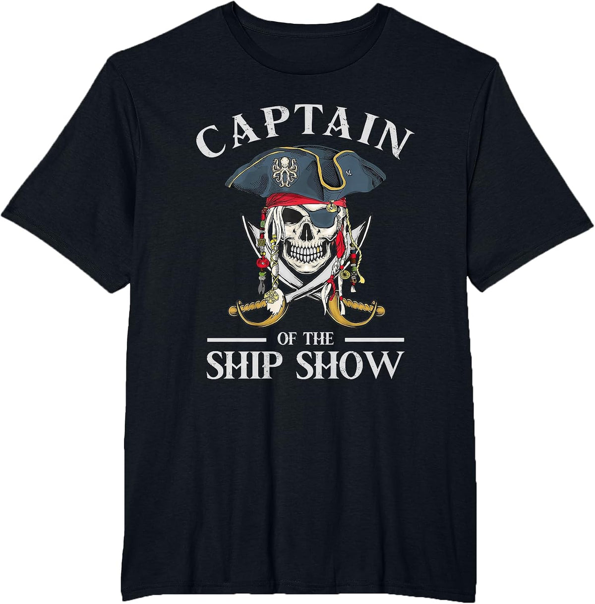 Pirate Design Captain Ship Show Boater Boating Captain T-Shirt - Black