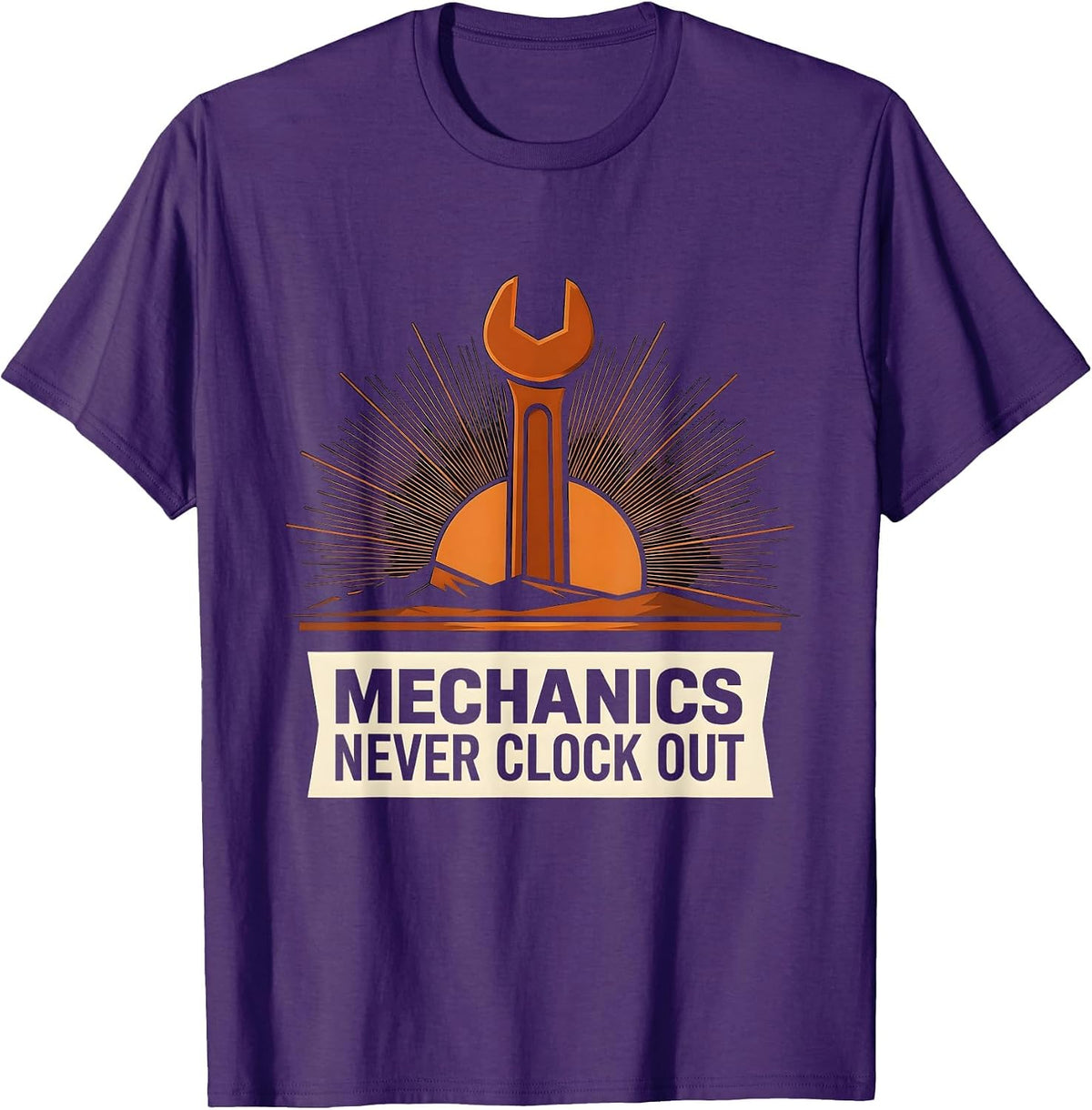 Mechanics Never Clock Out Garage Life Design T-Shirt - Purple