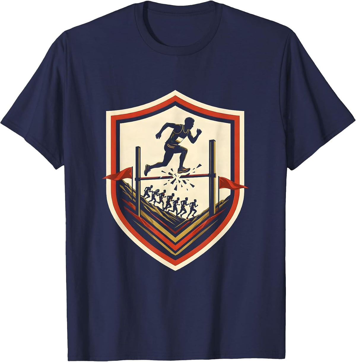 Men's Sealed Shield Cross Country Runner Team Pride T-Shirt - Navy Blue