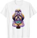 Shih Tzu Drinking Iced Coffee Funny Dog Lover T-Shirt - White
