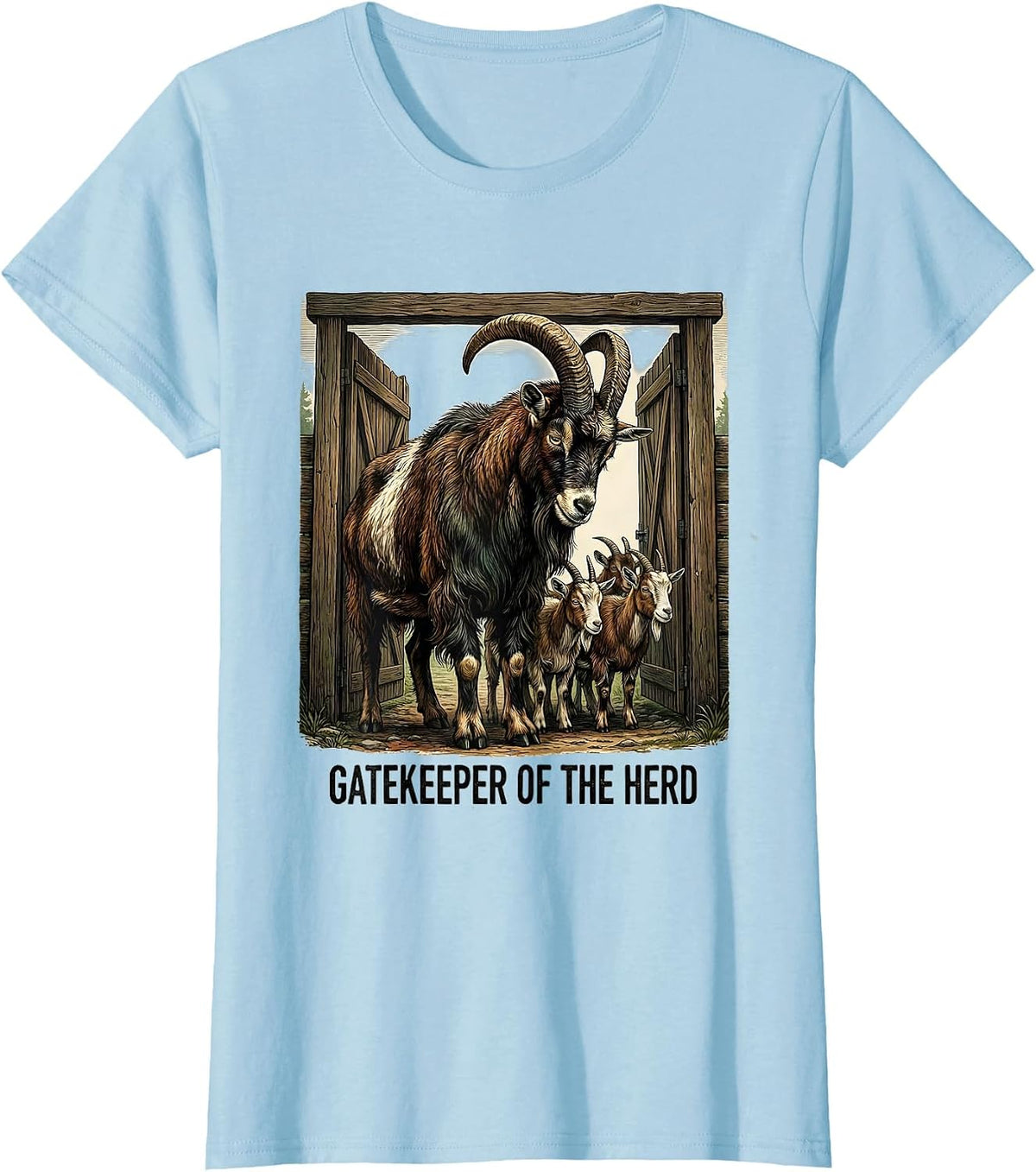 Gatekeeper Of The Herd Vintage Funny Goat Lover Farmer Gift T-Shirt - Baby Blue