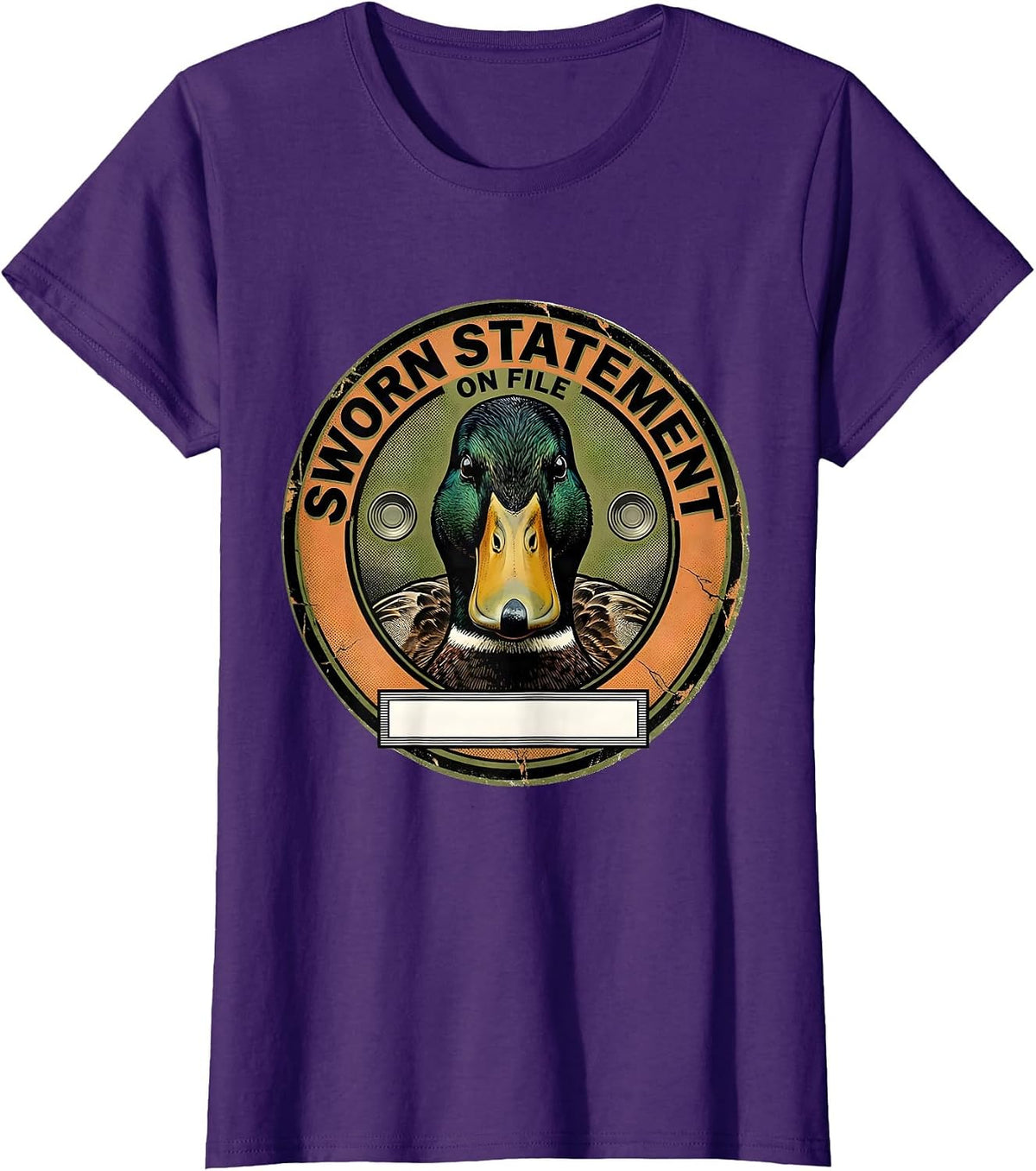 Women's Sworn Statement On File Funny Duck UFO Alien Selfie Humor T-Shirt - Purple