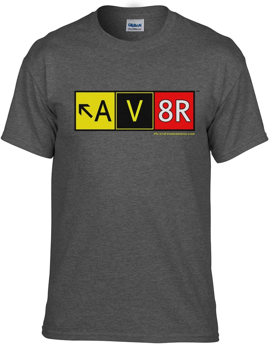 Pilot Expressions Men's AV8R Taxiway Sign T-Shirt - Dark Heather Grey
