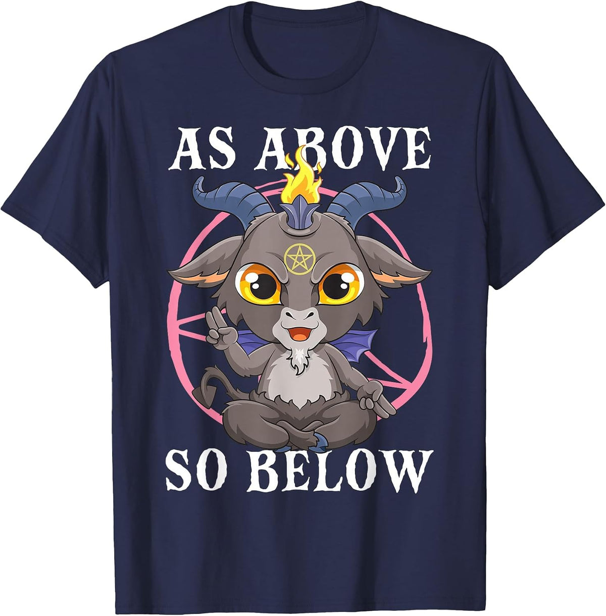 As Above So Below Baphomet Satanic Black Magic Satan Goat T-Shirt - Navy Blue
