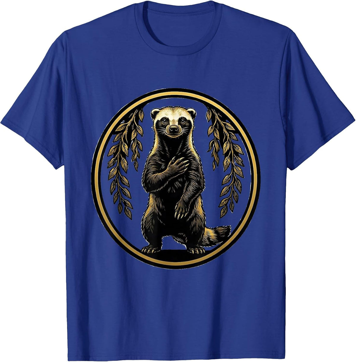 Men's Honey Badger Medallion Fearless Animal Lover Humor T-Shirt - Royal Blue