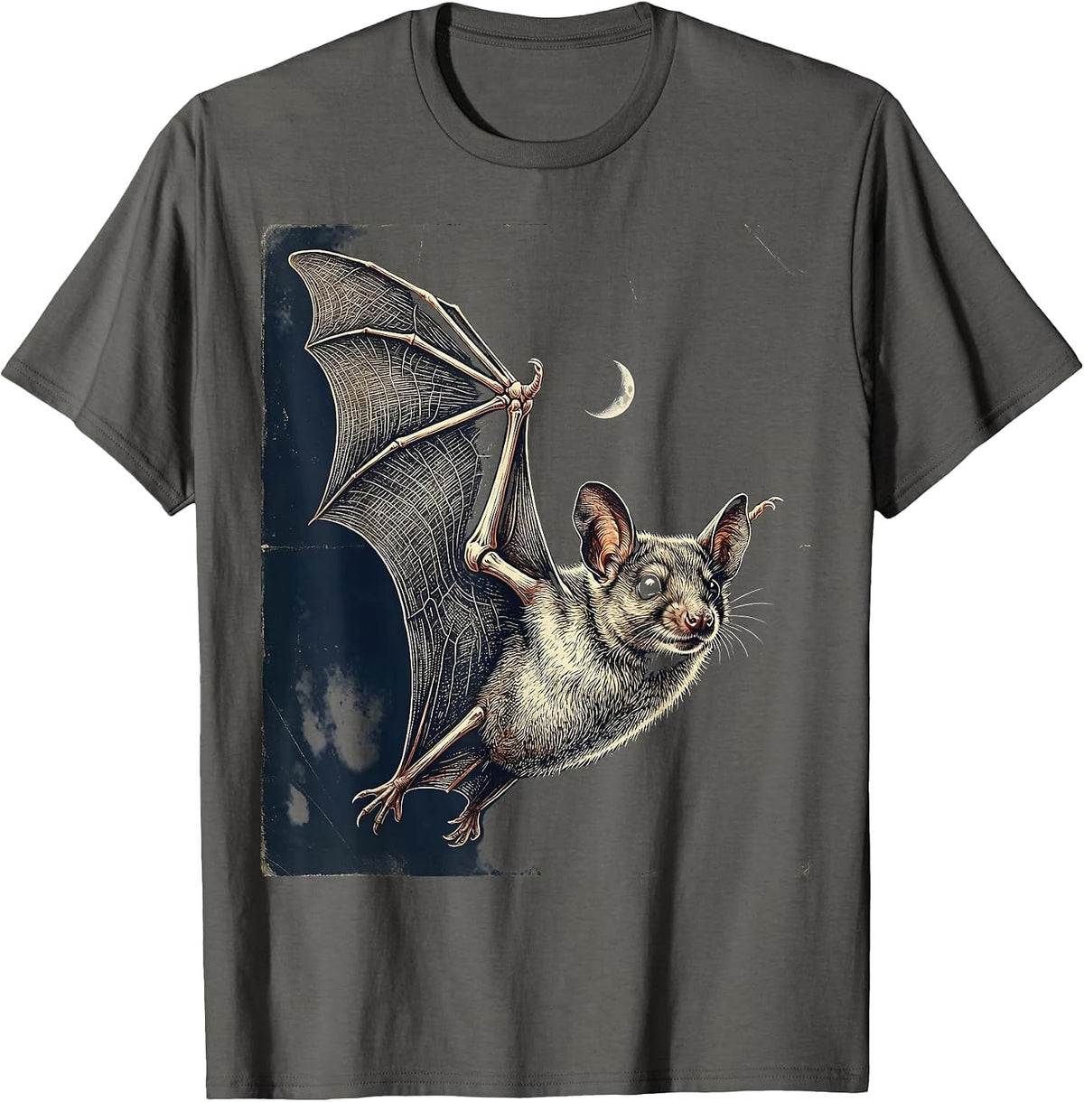 Vintage Mexican Free-Tailed Bat Halloween Bat Lover T-Shirt, Men, Asphalt Grey, Medium - As Pictured