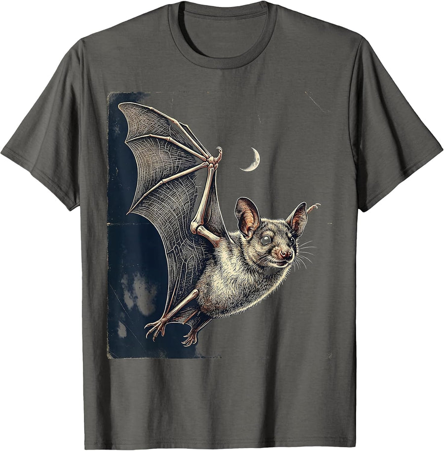 Vintage Mexican Free-Tailed Bat Halloween Bat Lover T-Shirt, Men, Asphalt Grey, 3X-Large - As Pictured