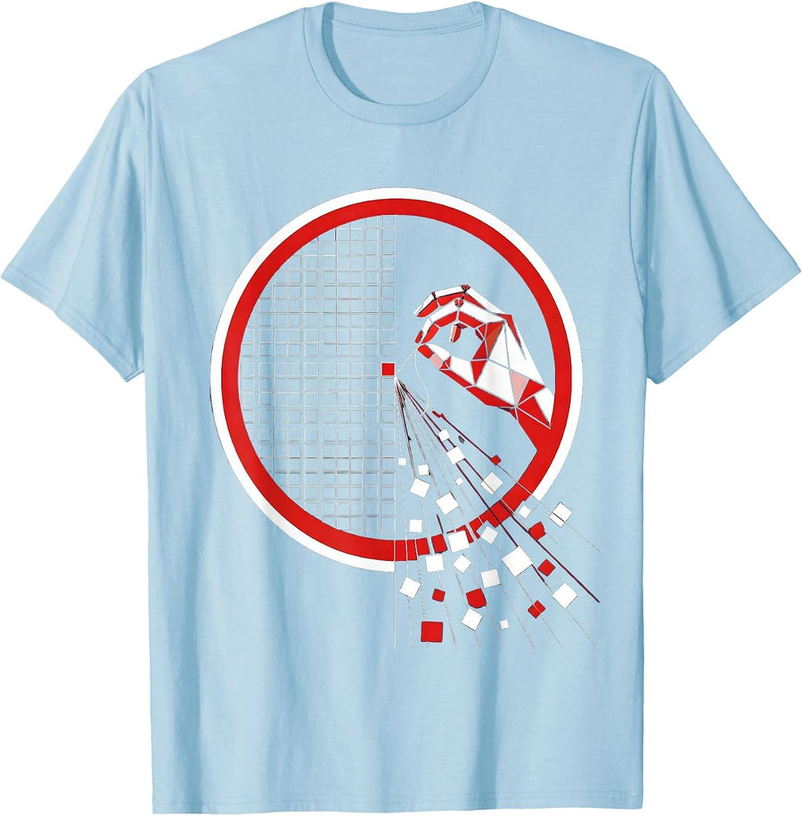 Men's Unraveling Grid Hand Pulling Thread Graphic T-Shirt - Baby Blue