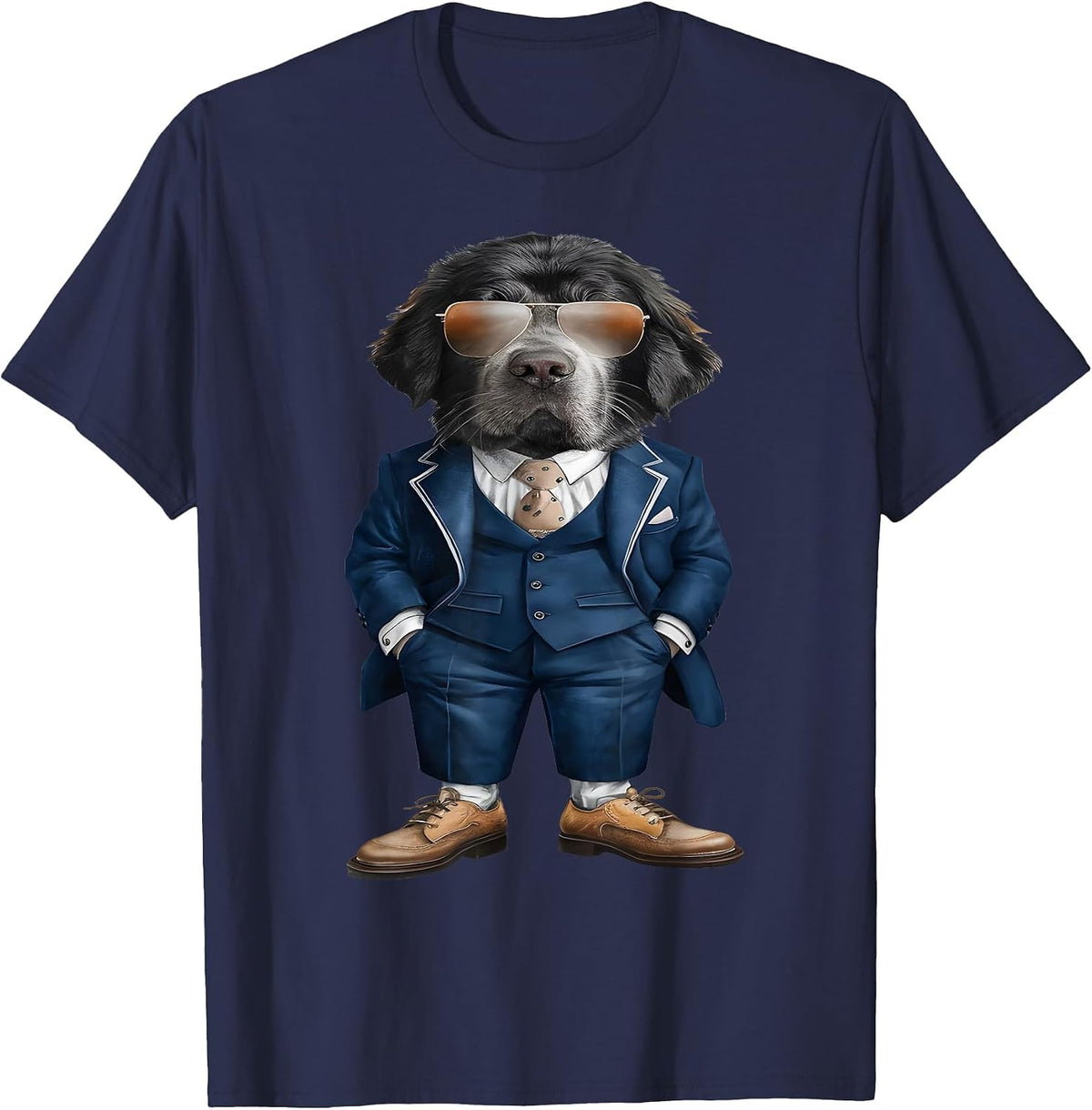 Men Woman Newfoundland Dog Suit Newfoundland Dog T-Shirt - Navy Blue