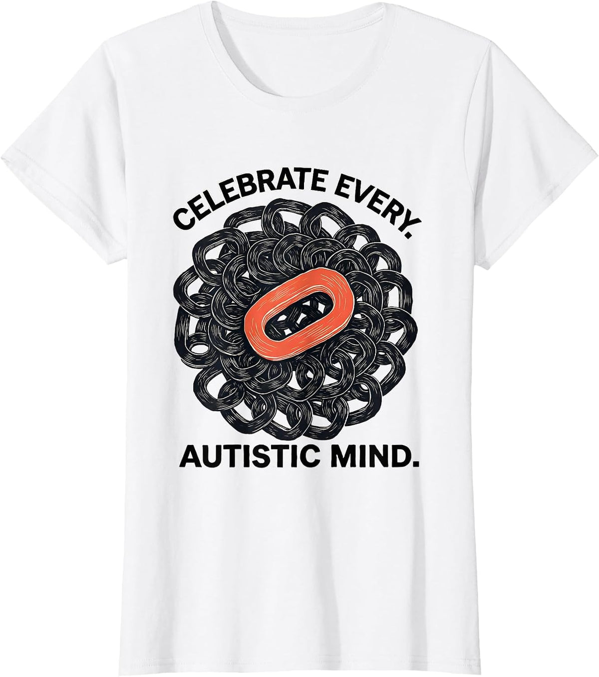 Celebrate Every Autistic Mind Linocut Neurodiversity Gift T-Shirt - White