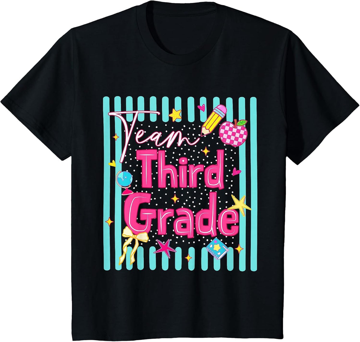 Back to School Team 3rd Third Grade Teacher Boy Girl Kid T-Shirt - Black