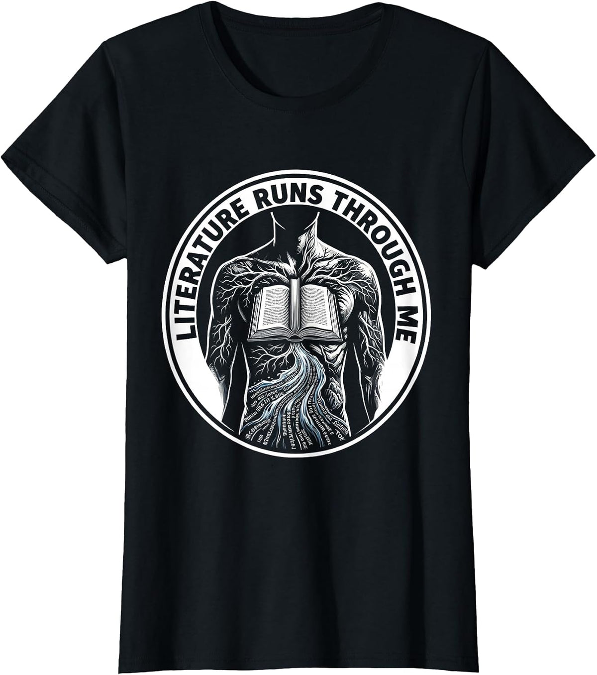 Literature Runs Through Me English Teacher Design T-Shirt - Black