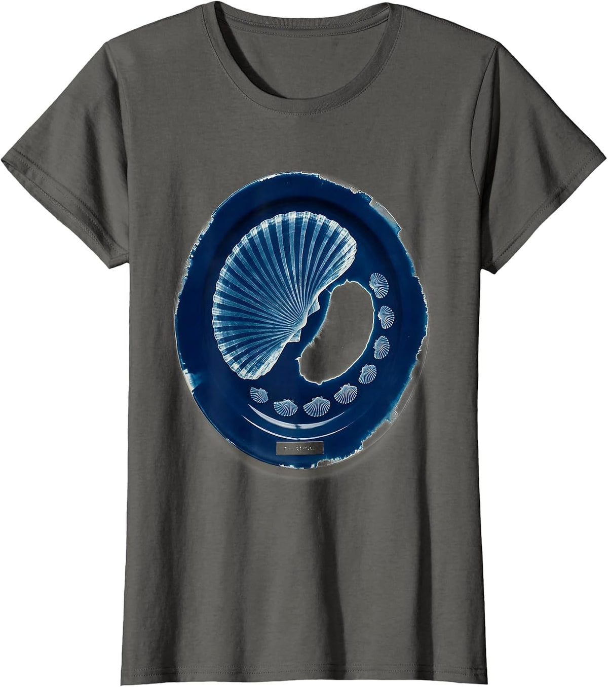 Women's Phi Spiral Cyanotype Sacred Geometry Math Enthusiast T-Shirt - Asphalt Grey