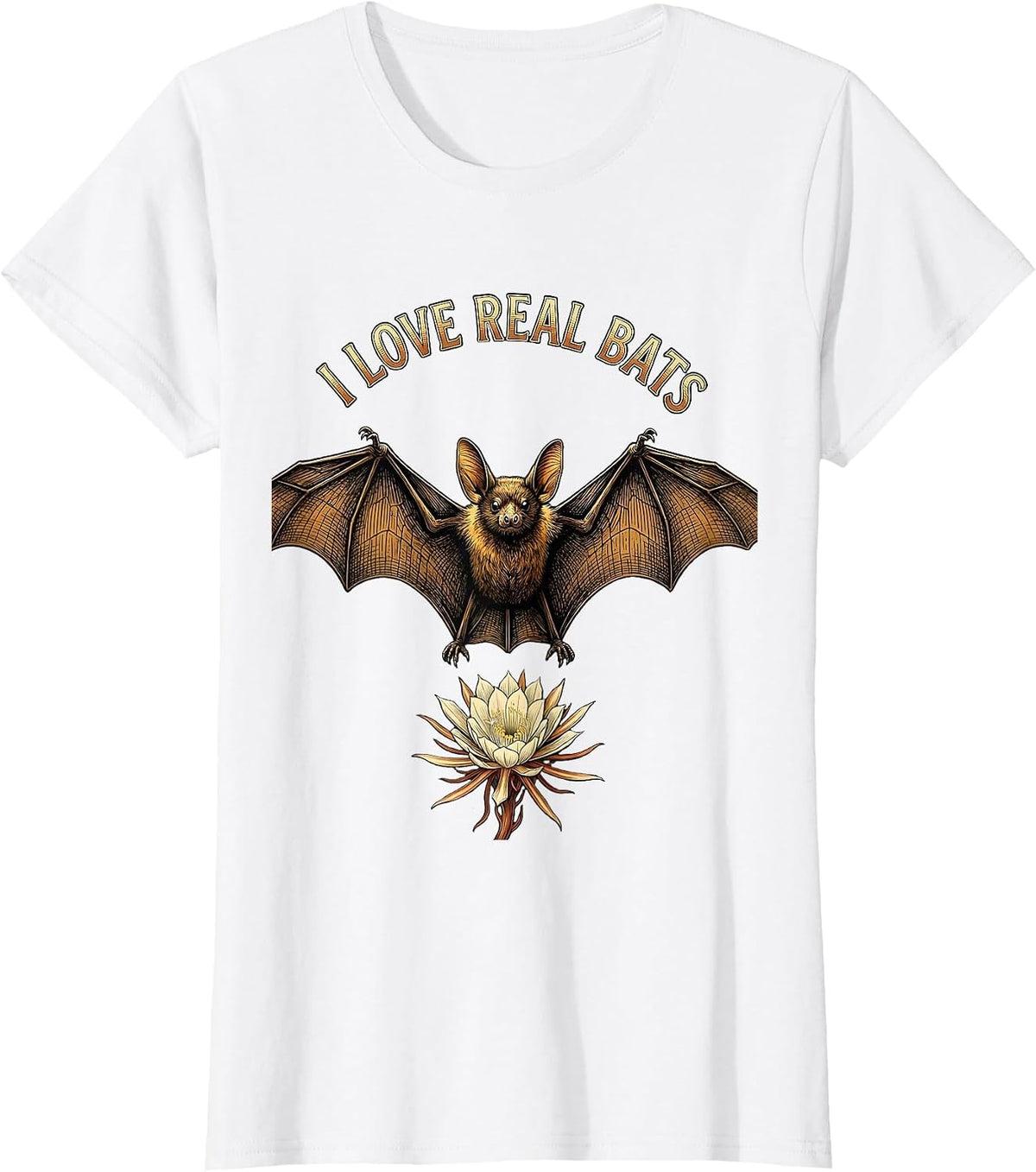 I Love Real Bats Vintage Bat Lover Halloween Nature T-Shirt - White