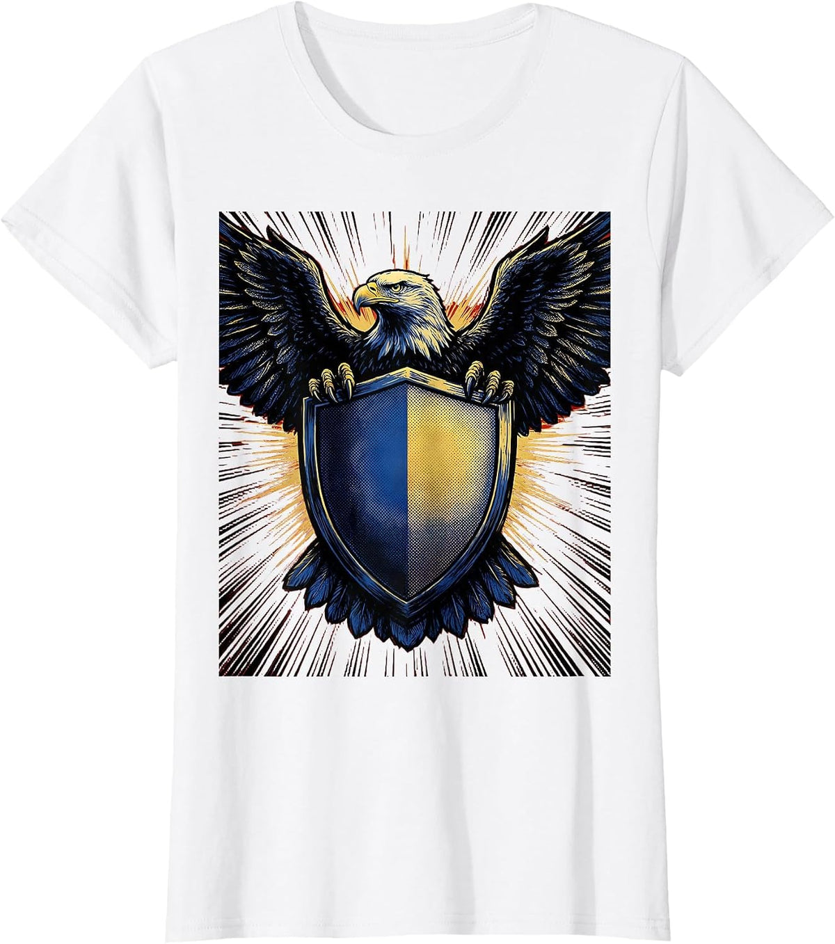 Police Shield Eagle Crest Law Enforcement Graphic T-Shirt - White