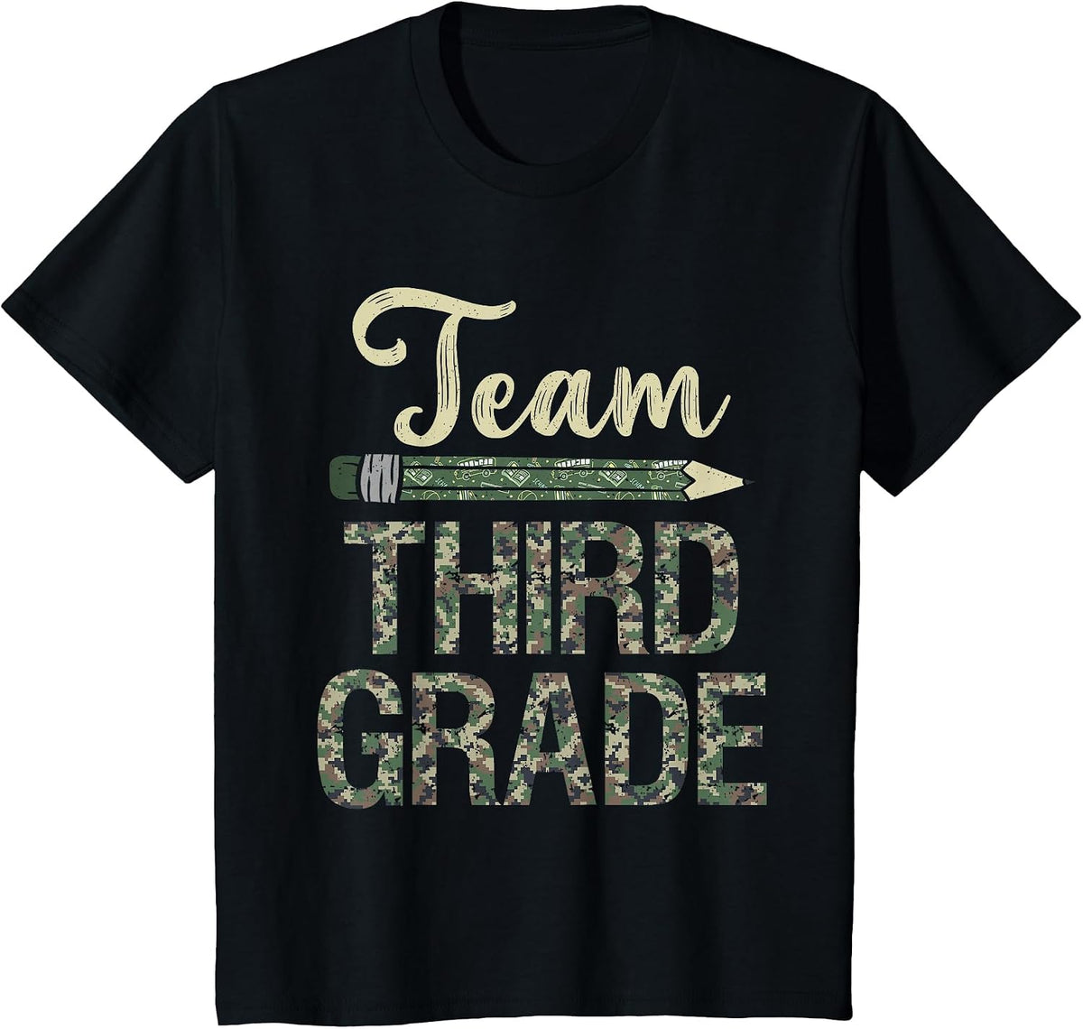 Team Third Grade Camo 3rd Grade Teacher Camouflage T-Shirt - Black