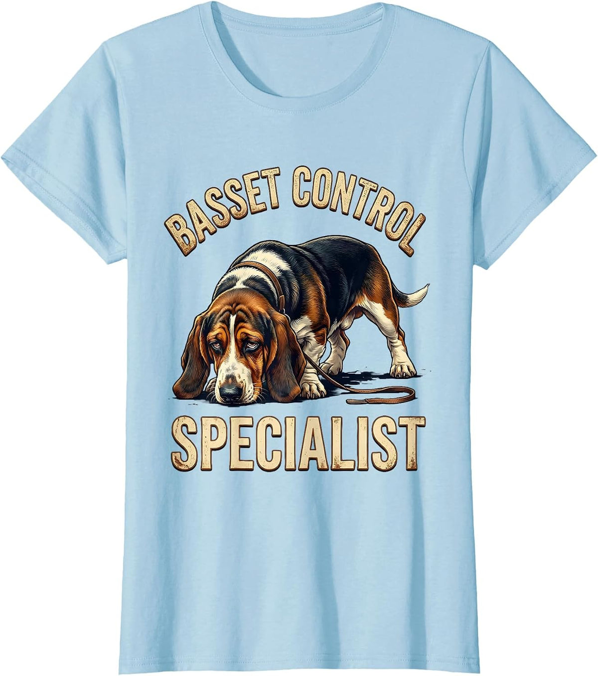 Women's Basset Control Specialist Vintage Funny Dog Lover Gift T-Shirt - Baby Blue