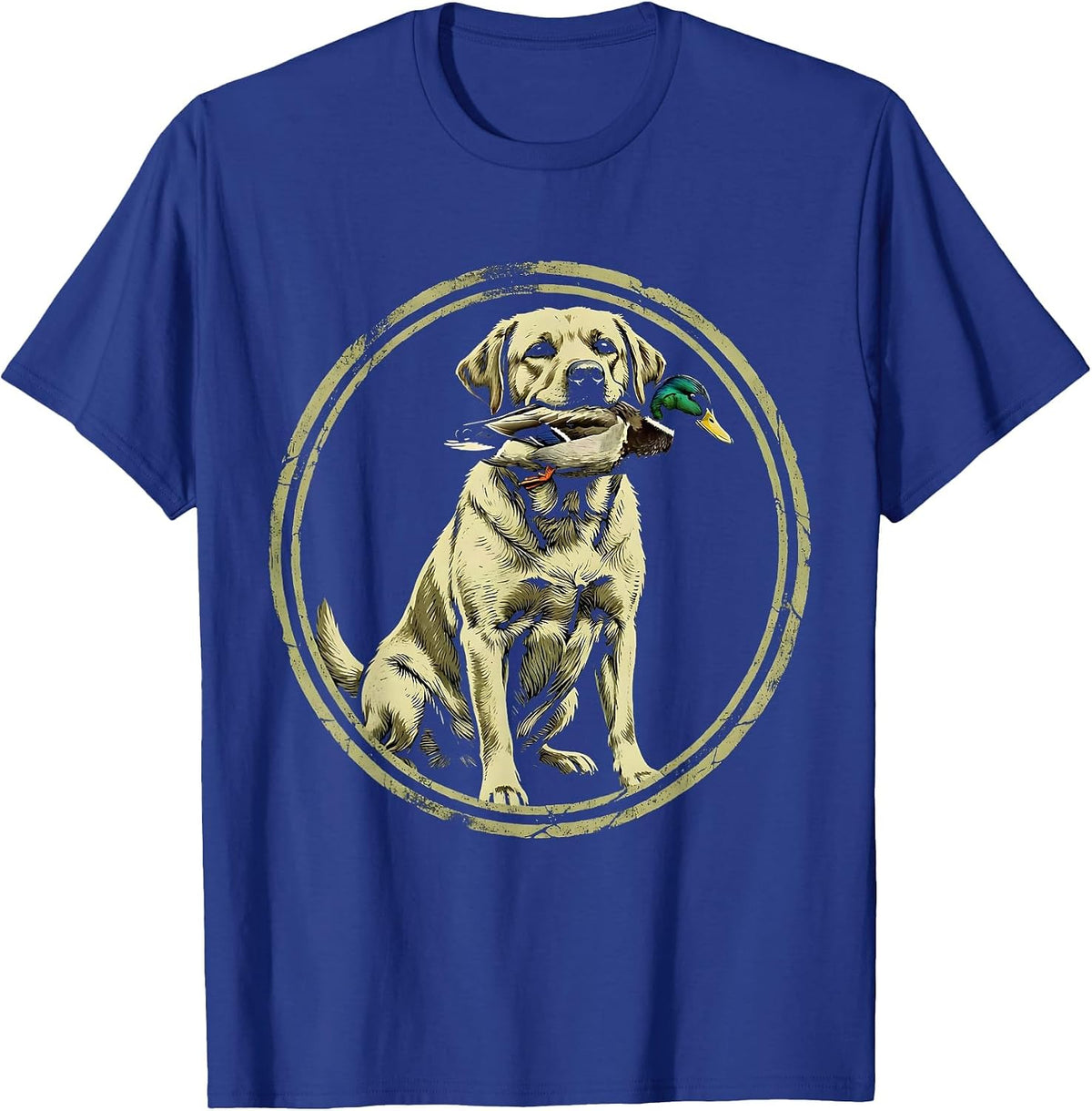 Men's Duck Camo Lab Dog with Duck Hunting Graphic T-Shirt - Royal Blue