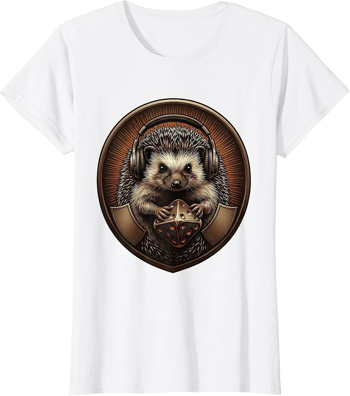 Crowned Hedgehog Gamer Meme Autistic Humor T-Shirt - White