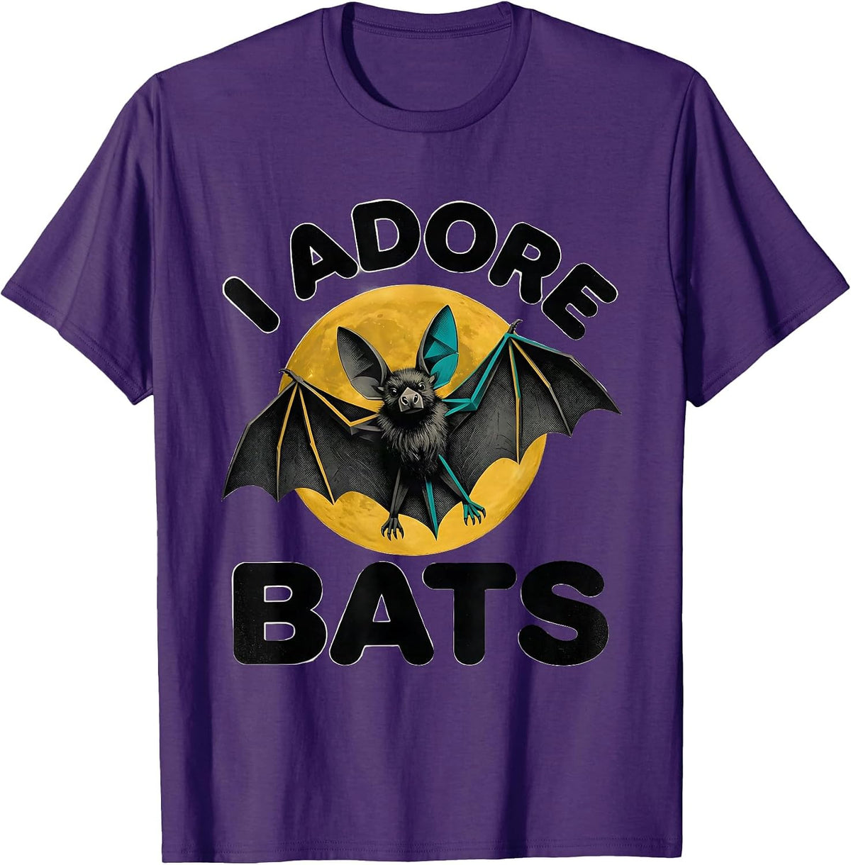 Men's I Adore Bats Midcentury Modern Bat Lover Vintage Graphic T-Shirt - Purple