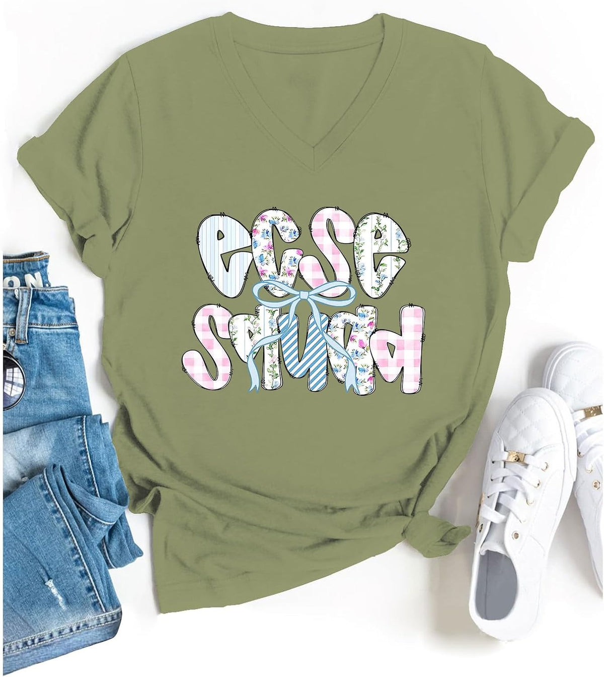 ECSE Teacher Shirt ECSE Squad Shirt Early Childhood Special Education T-Shirt - V-Neck Olive Green