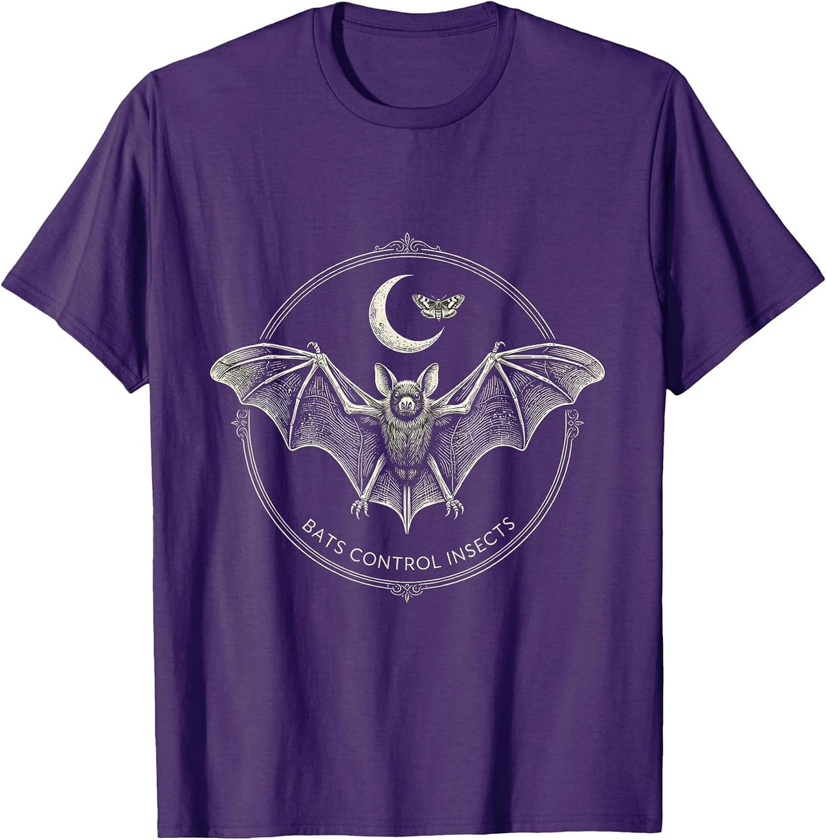 Men's Bats Control Insects Mystic Celestial Bat Lover Halloween T-Shirt - Purple