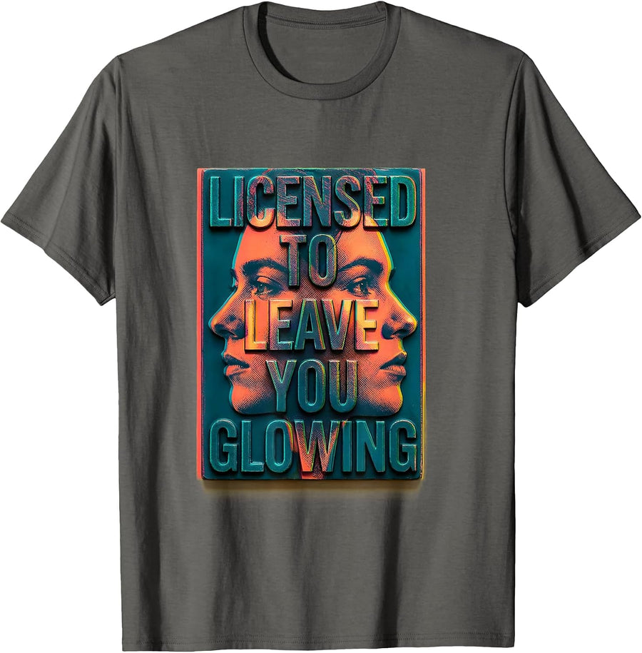 Licensed To Leave You Glowing Risograph Esthetician Skincare T-Shirt - Asphalt Grey